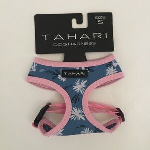 NEW Tahari (S) Pet Dog Harness Floral Daisy Print Blue Pink Trim for Small Dog